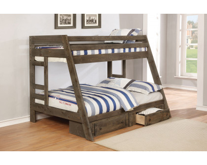 Coaster™ Wrangle Hill Twin Over Full Bunk Bed - Gun Smoke