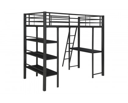 Coaster Hadley Twin Workstation Loft Bed - Gunmetal