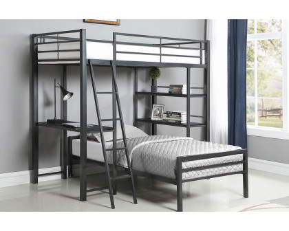 Coaster Hadley Twin Workstation Loft Bed - Gunmetal