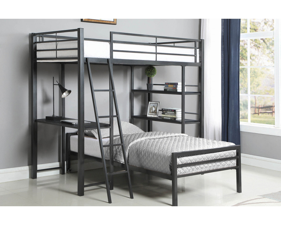 Coaster - Hadley 2-Piece Metal Twin Workstation Loft Bed Set