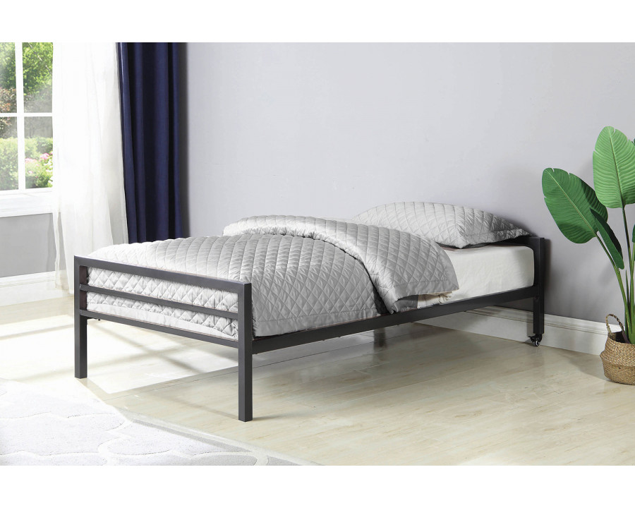 Coaster - Hadley Platform Twin Bed With Casters in Gunmetal