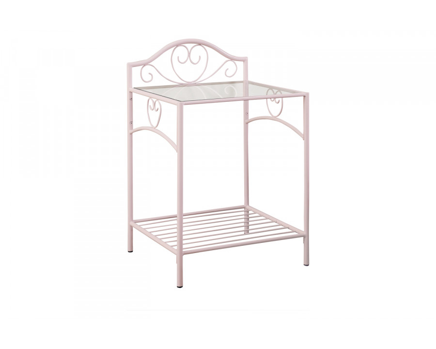 Coaster - Massi 1-Shelf Nightstand With Glass Top in Powder Pink