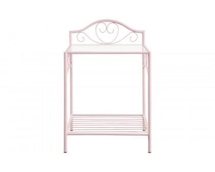 Coaster - Massi 1-Shelf Nightstand With Glass Top in Powder Pink