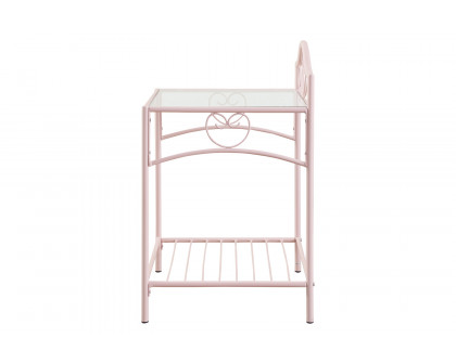 Coaster - Massi 1-Shelf Nightstand With Glass Top in Powder Pink