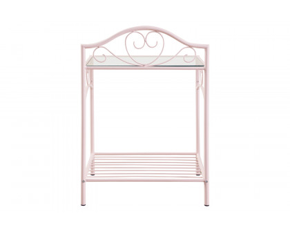 Coaster - Massi 1-Shelf Nightstand With Glass Top in Powder Pink