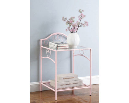 Coaster - Massi 1-Shelf Nightstand With Glass Top in Powder Pink