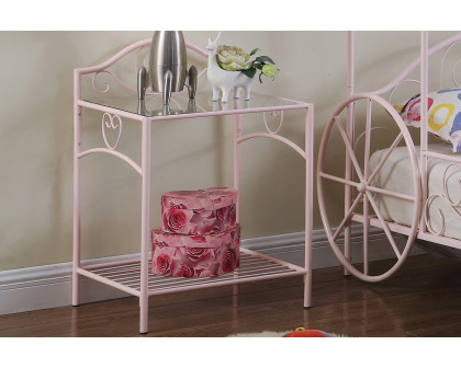 Coaster - Massi 1-Shelf Nightstand With Glass Top in Powder Pink