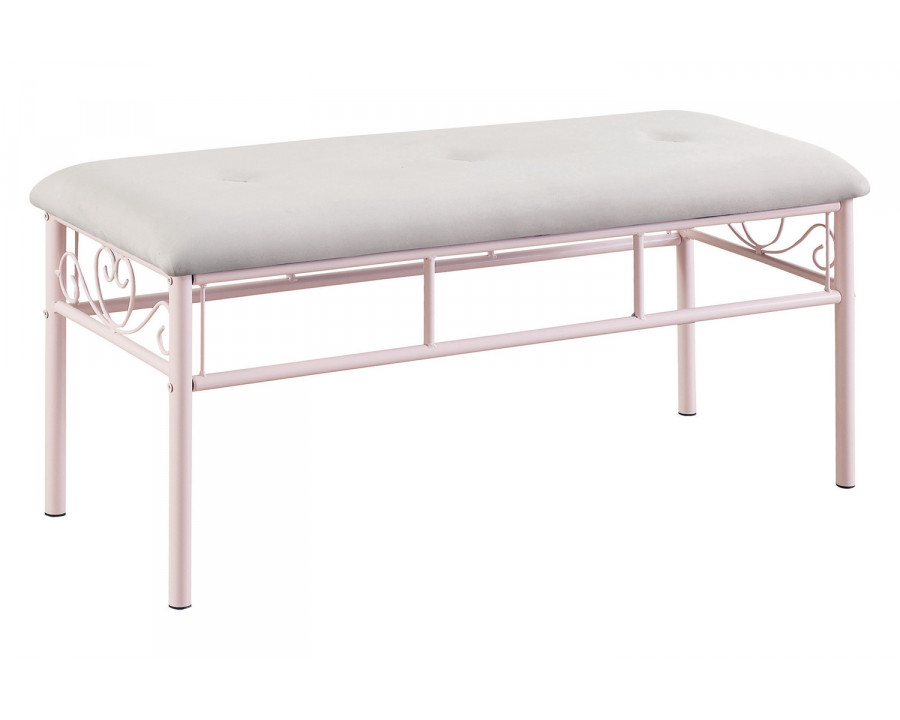 Coaster - Massi Tufted Upholstered Bench in Powder Pink