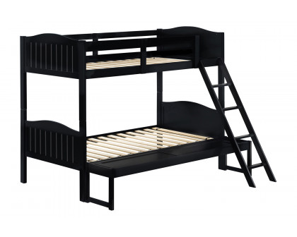 Coaster Littleton Twin/Full Bunk Bed with Ladder - Black