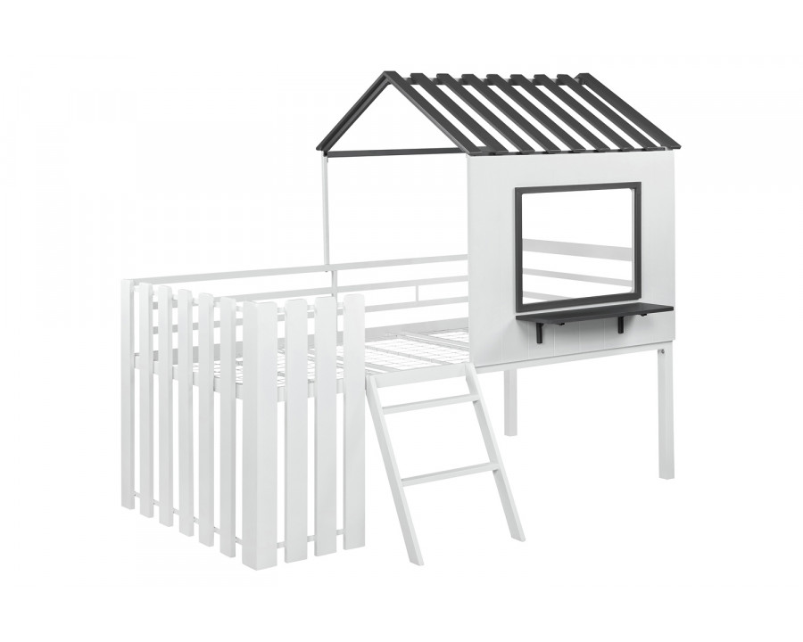 Coaster - Timber House-Designed Twin Loft Bed in White/Gunmetal