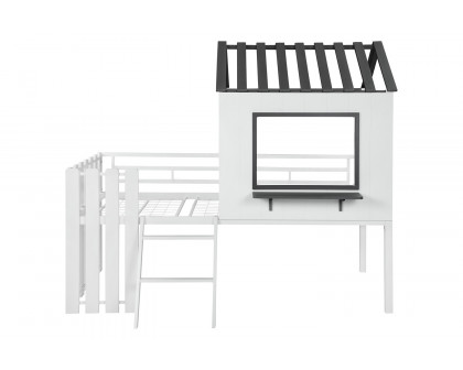 Coaster - Timber House-Designed Twin Loft Bed in White/Gunmetal