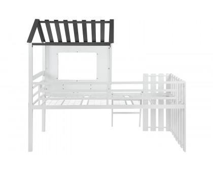 Coaster - Timber House-Designed Twin Loft Bed in White/Gunmetal