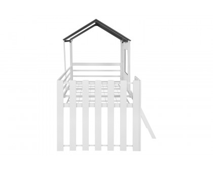 Coaster - Timber House-Designed Twin Loft Bed in White/Gunmetal