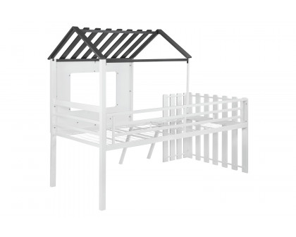 Coaster - Timber House-Designed Twin Loft Bed in White/Gunmetal