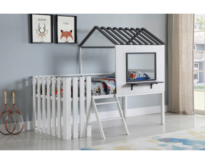 Coaster - Timber House-Designed Twin Loft Bed in White/Gunmetal