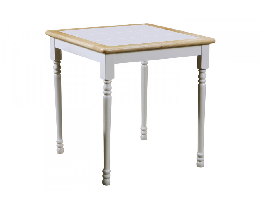 Coaster - Square Top Dining Table in Natural Brown/White