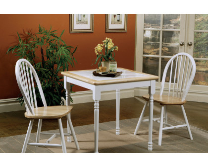 Coaster - Square Top Dining Table in Natural Brown/White