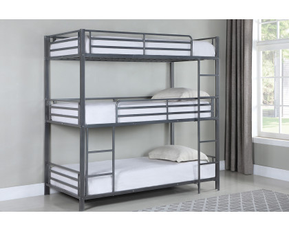 Coaster™ Maynard Metal Triple Twin Bunk Bed - Gunmetal