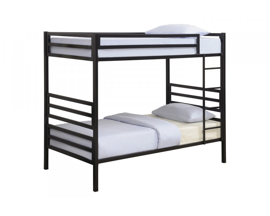 Coaster - Kinsey Bunk Bed With Ladder 422683 in Matte Black