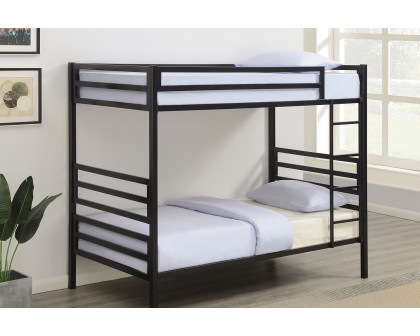 Coaster - Kinsey Bunk Bed With Ladder 422683 in Matte Black