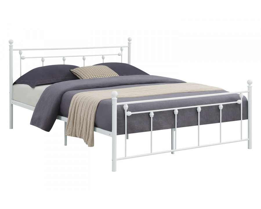 Coaster Canon Metal Slatted Headboard Platform Queen Bed - Matte White