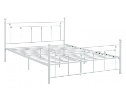 Coaster Canon Metal Slatted Headboard Platform Queen Bed - Matte White