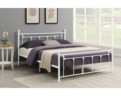 Coaster Canon Metal Slatted Headboard Platform Queen Bed - Matte White