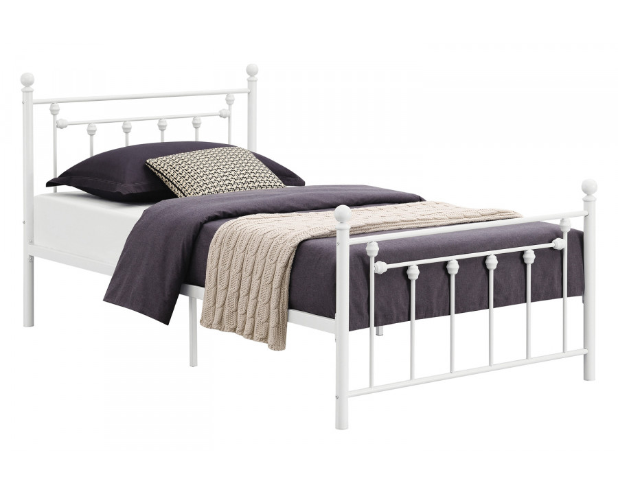 Coaster Canon Metal Slatted Headboard Platform Twin Bed - Matte White