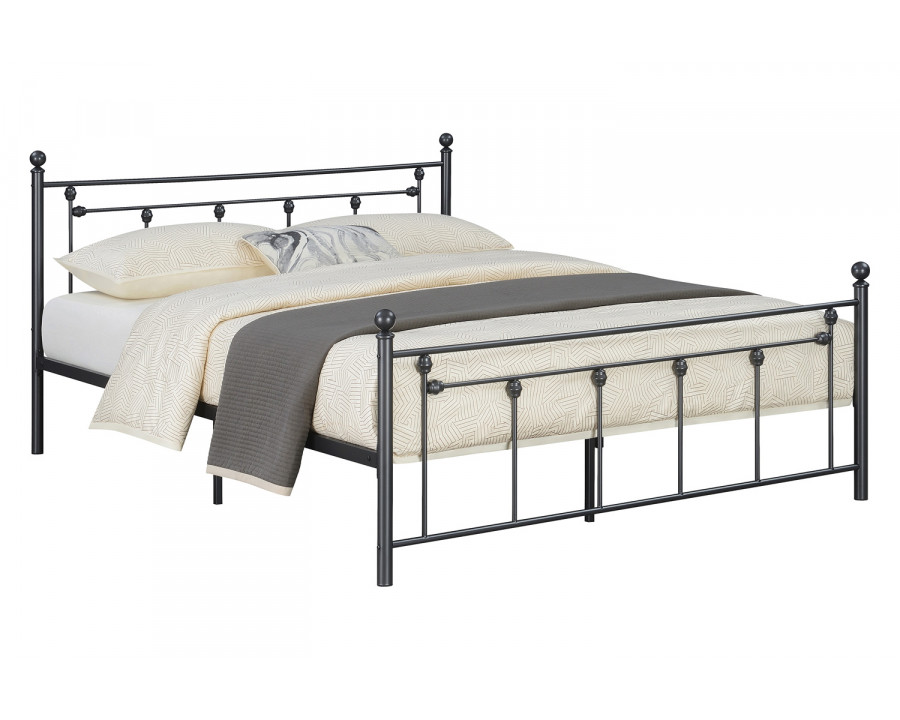 Coaster Canon Metal Slatted Headboard Platform Queen Bed - Gunmetal