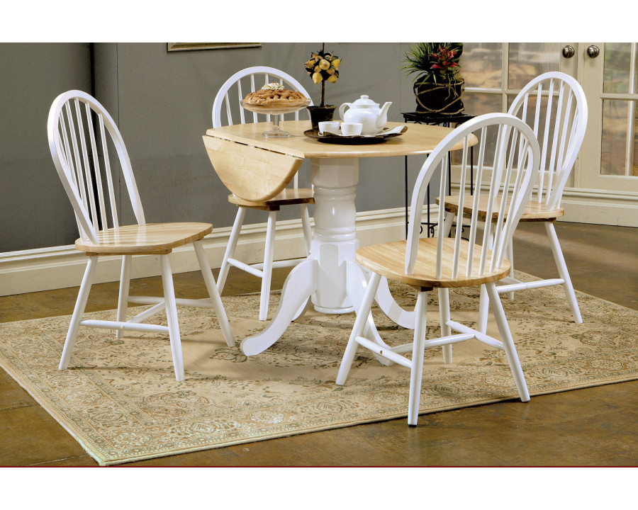 Coaster - 5-Piece Drop Leaf Dining Set in Natural Brown/White