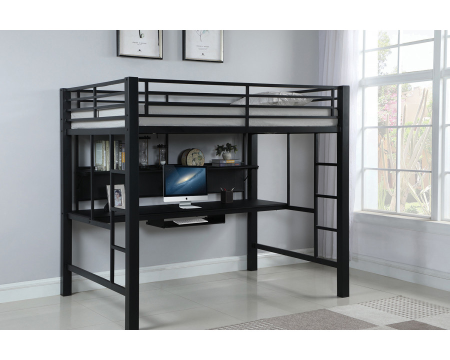 Coaster - Avalon Full Workstation Loft Bed in Black