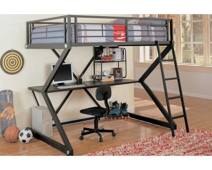 Coaster - Parkview Full Workstation Loft Bed in Black