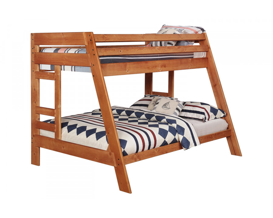 Coaster Wrangle Hill Twin Over Full Bunk Bed with Built-In Ladder - Amber Wash