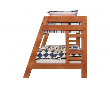 Coaster Wrangle Hill Twin Over Full Bunk Bed with Built-In Ladder - Amber Wash