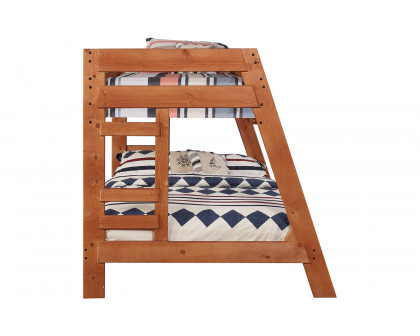 Coaster Wrangle Hill Twin Over Full Bunk Bed with Built-In Ladder - Amber Wash