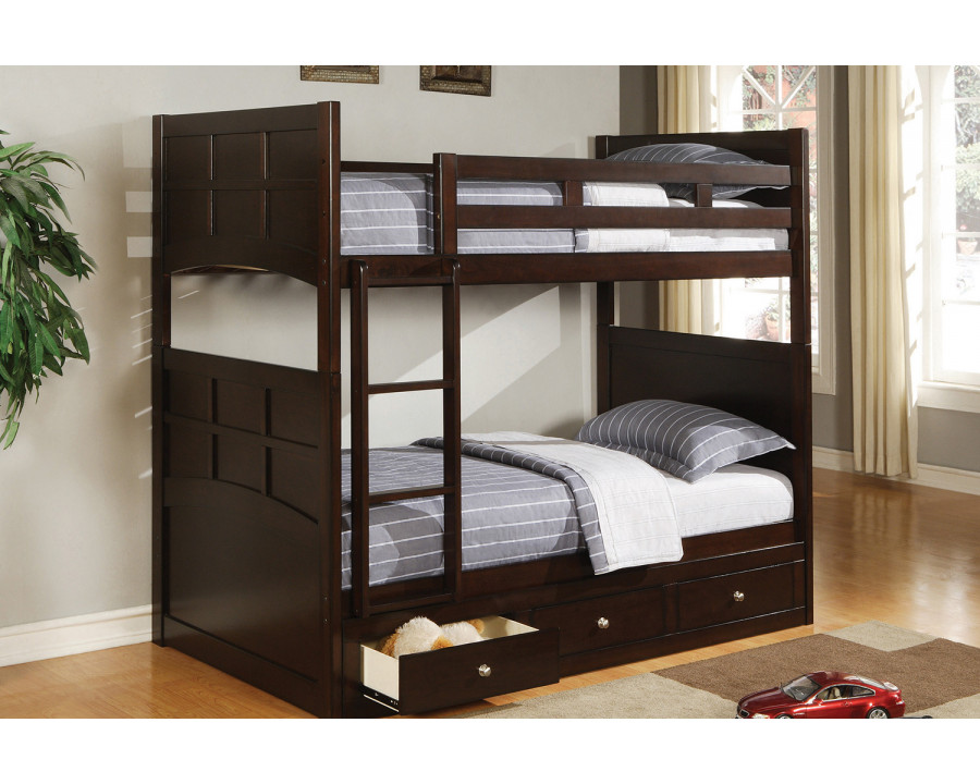 Coaster - Jasper Twin Over Twin Bunk Bed With Ladder in Cappuccino