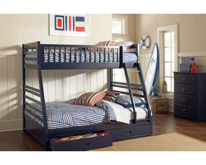 Coaster Ashton Twin Over Full 2-Drawer Bunk Bed - Navy Blue