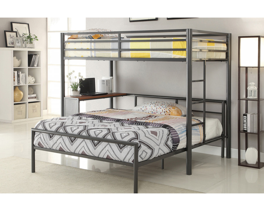 Coaster - Fisher 2-Piece Metal Workstation Loft Bed Set with Full Bed