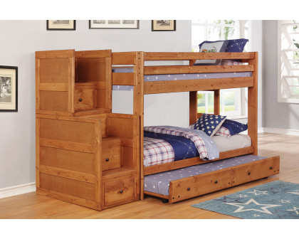 Coaster Wrangle Hill Twin Over Twin Bunk Bed - Amber Wash