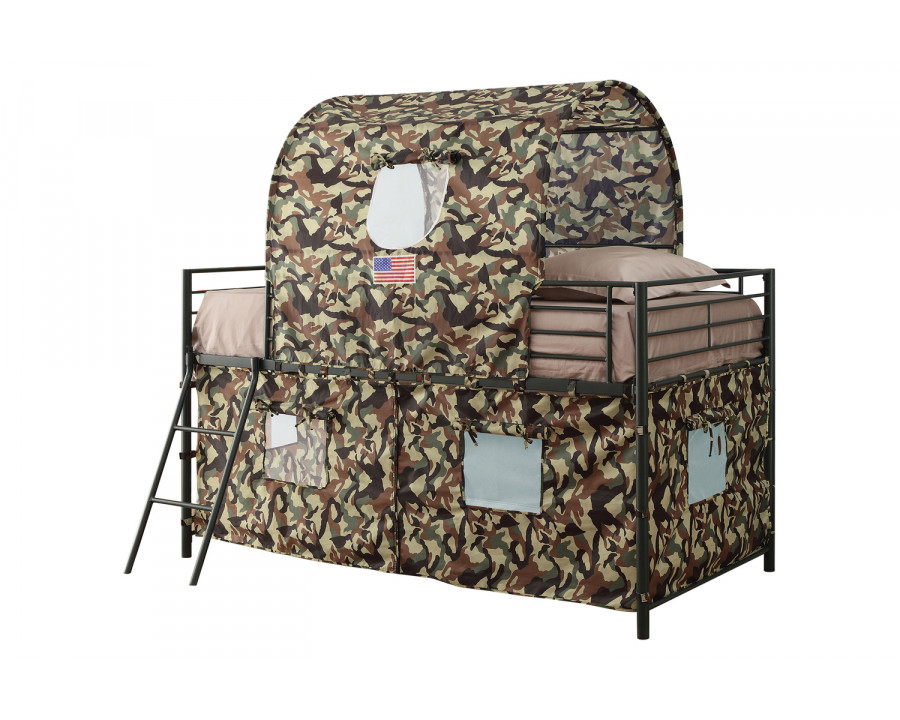 Coaster - Camouflage Tent Loft Bed With Ladder Army in Green