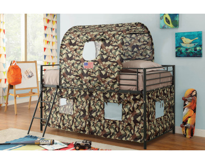 Coaster - Camouflage Tent Loft Bed With Ladder Army in Green