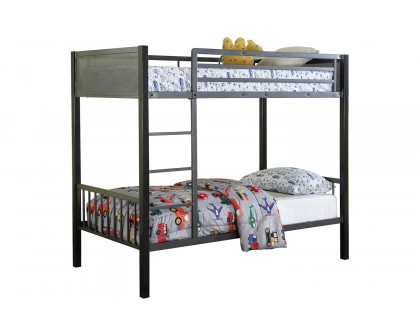 Coaster Meyers Twin Over Twin Metal Bunk Bed - Black/Gunmetal