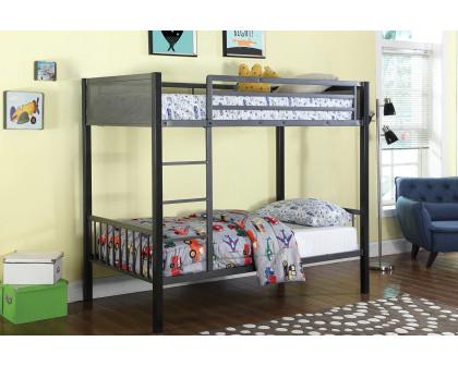 Coaster Meyers Twin Over Twin Metal Bunk Bed - Black/Gunmetal