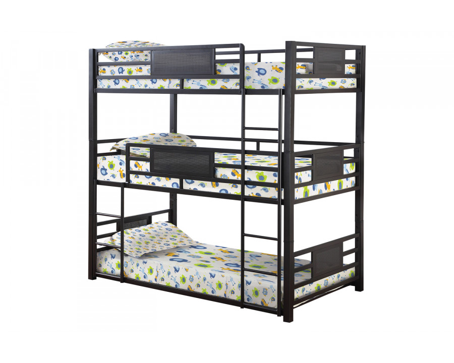 Coaster Rogen Full Triple Bunk Bed - Dark Bronze