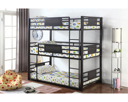 Coaster Rogen Full Triple Bunk Bed - Dark Bronze