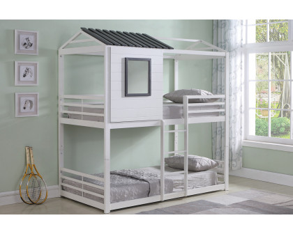 Coaster - Belton House-Themed Twin Over Twin Bunk Bed in White