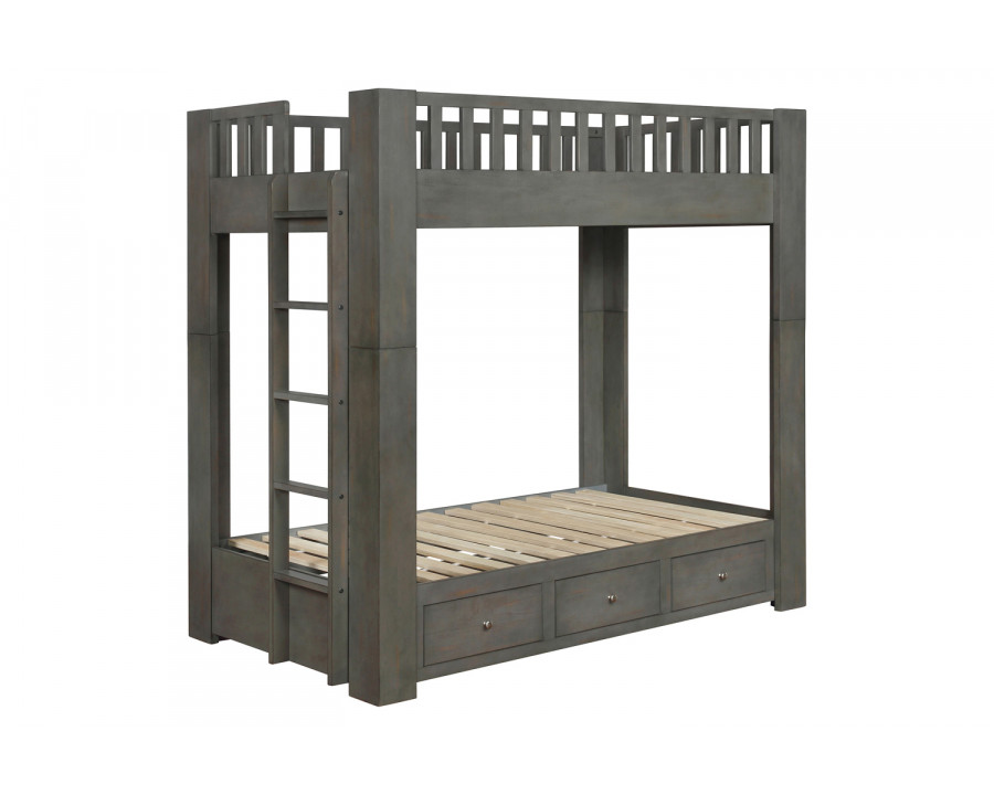 Coaster - Wenco Twin/Twin Bunk Bed With 3-Drawer Storage in Antique Gray