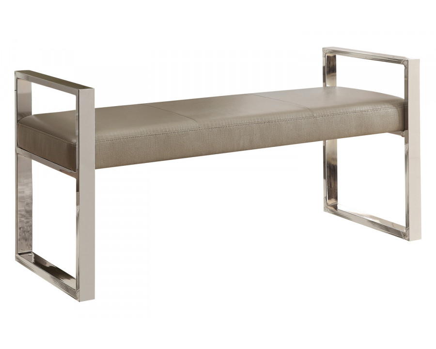 Coaster - Upholstered Bench in Champagne/Chrome