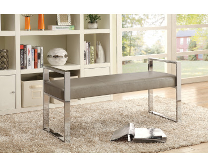 Coaster - Upholstered Bench in Champagne/Chrome