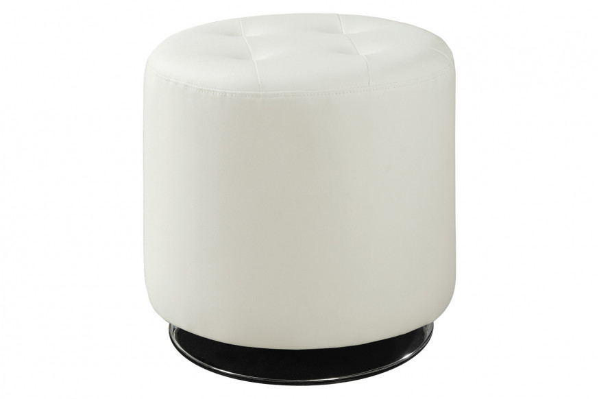 Coaster™ Round Upholstered Ottoman - White